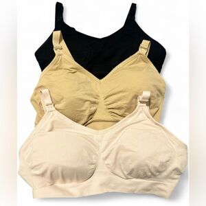 ILoveSia Black, Beige & Crème Sports Bra Clamping Adjustable Straps Bundle of 3